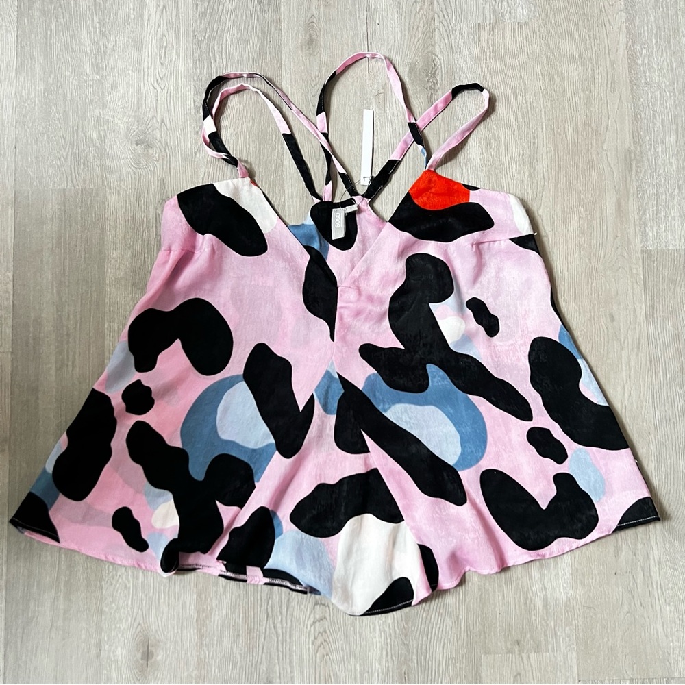 ASOS Animal Print Pink and Black Abstract Sleeveless Cami top NWT